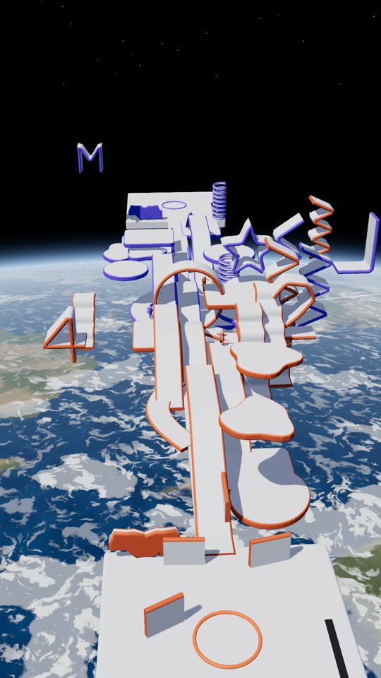 The finished arena floating above the Earth
